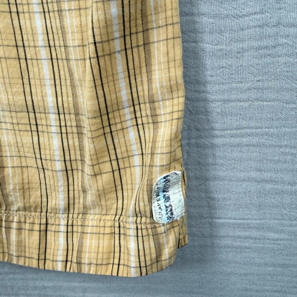 Vtg Y2k Quiksilver Men Med Butter Yellow Plaid S/S Button Up Shirt 2000s Skater - Picture 7 of 7